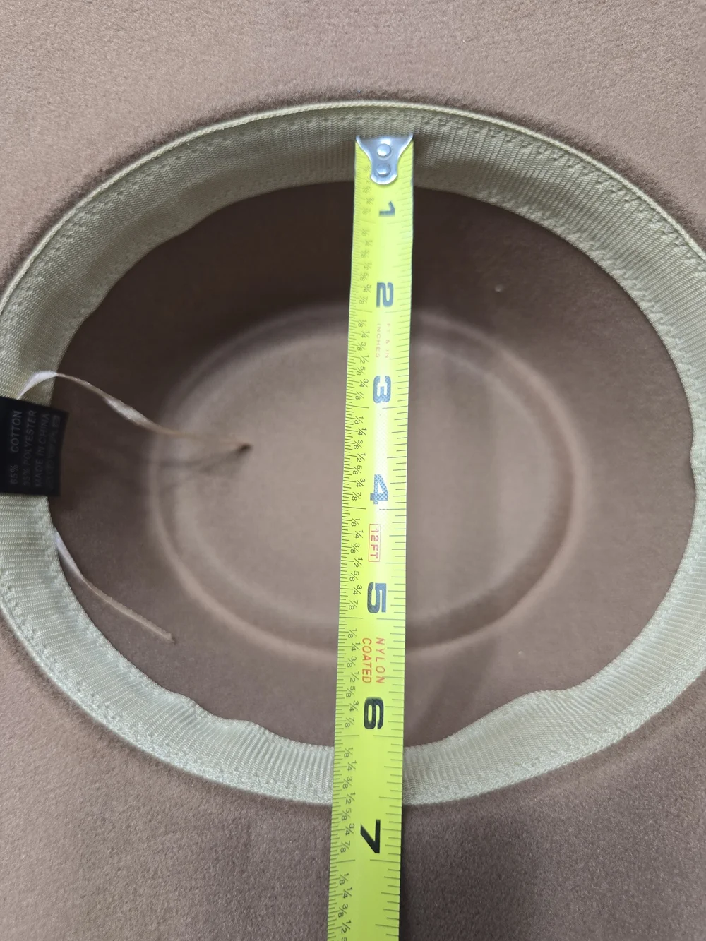 Camel Women's Wool Felt Boater Hat with Leather Band